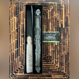 Halloween Taper Candle Set Skeleton Bones & Mummy